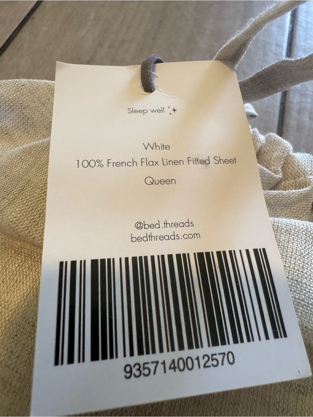 NWT Bed Threads 100% French Flax Fitted Sheet Queen White - Picture 3 of 3